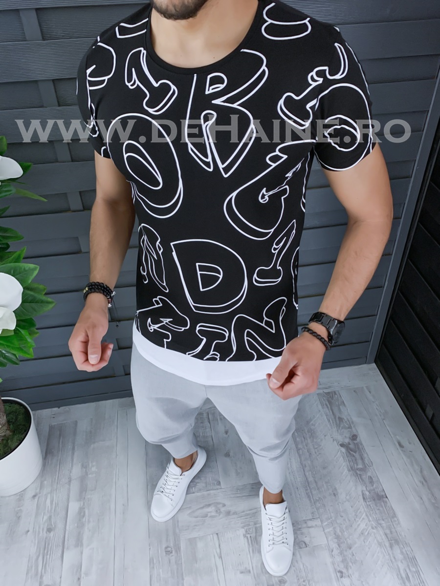 Tricou barbati negru slim fit zr b1010 m5-2
